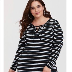 {torrid} black, white, green, + navy pullover